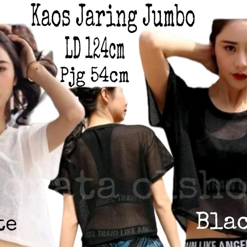 Kaos Jaring/Crop Jaring/Kaos Jaring Jumbo/Mesh Crop Jumbo Wanita (Tanpa Inner/Dalaman) 0