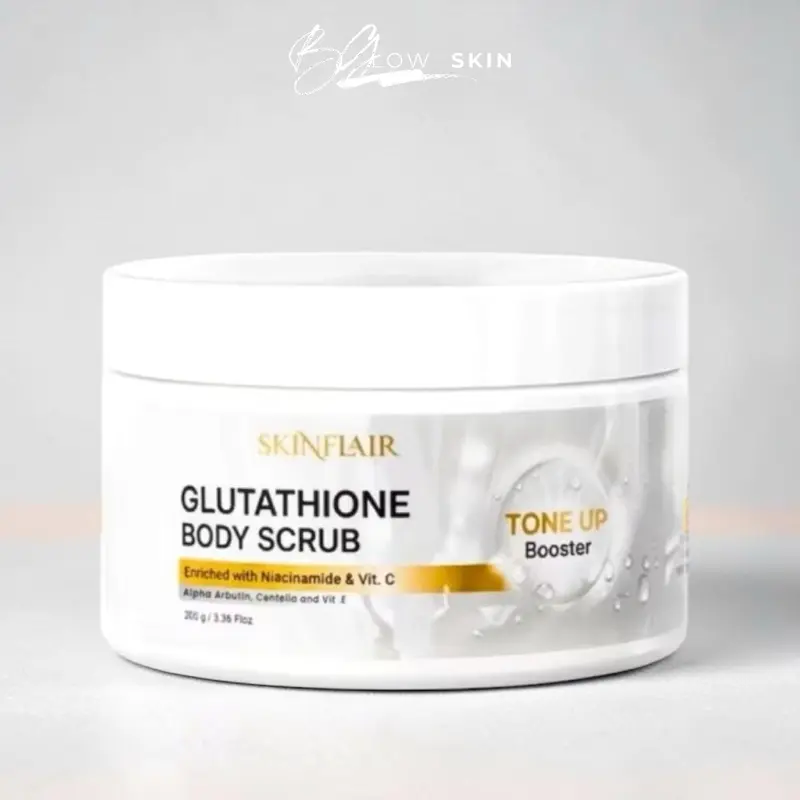 SKINFLAIR GLUTATHIONE BODY SCRUB TONE UP BOOSTER 250gr - Lulur Pencerah Kulit dengan Glutathione Niacinamide & Vitamin C - Shop