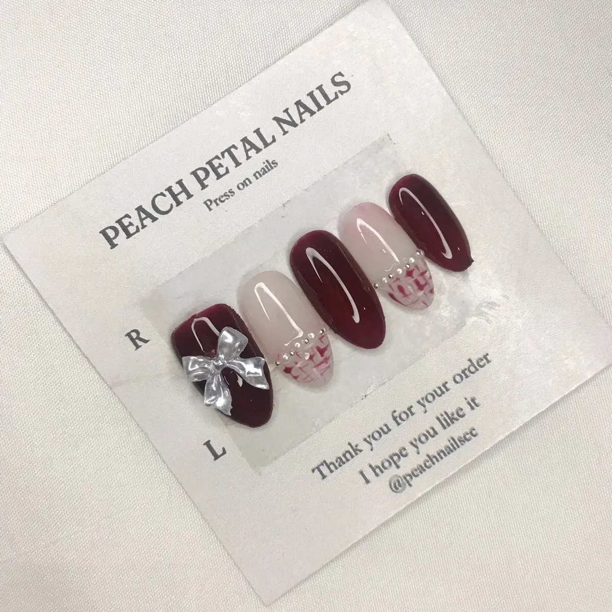 [M04] PRESS ON NAILS MAROON2 | kuku palsu custom | press on nails custom murah