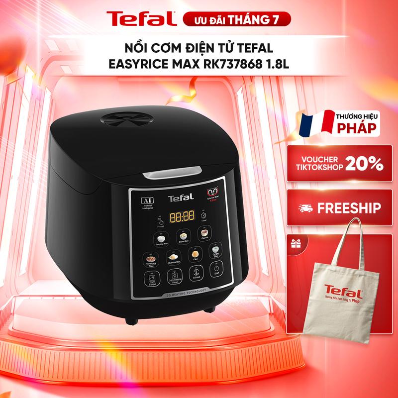 Nồi cơm điện tử Tefal EasyRice Max RK737868 1.8L Cooker Nấu Cơm, chương trình nấu ăn tự động