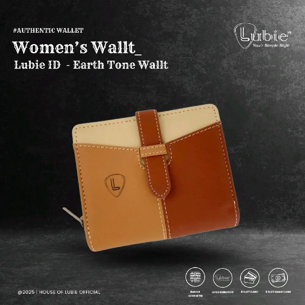 LUBIE Dompet koin wanita | Dompet Cewek | Earth Tone Wallet cewek Kulit Uang