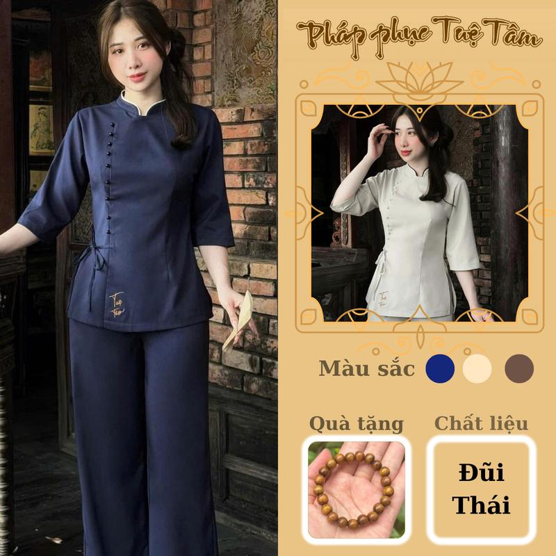    MIỄN SHIP   Bộ pháp phục đồ lam đi chùa cổ tàu vạt hò vải đũi thái cao cấp sang trọng thanh lịch 