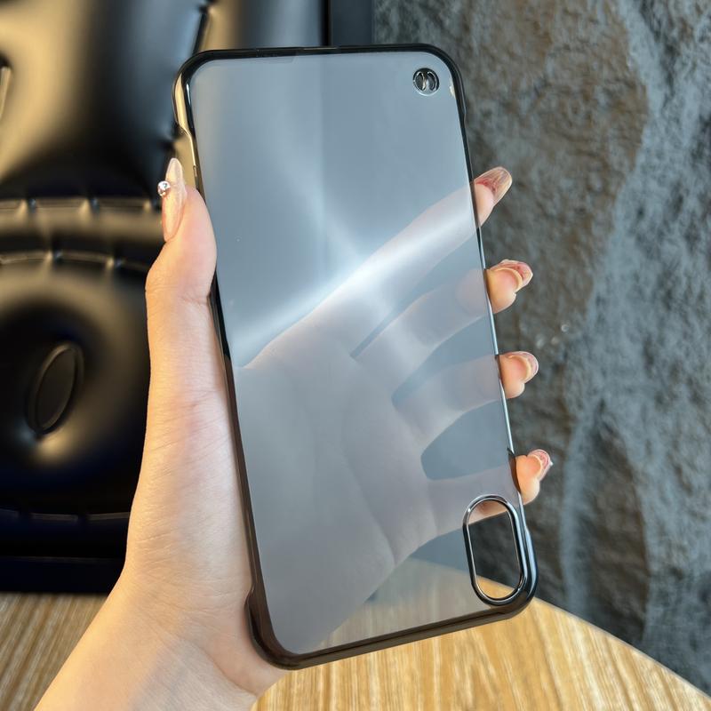 Ốp Điện Thoại, Không Khung Thời Trang, Màu Đen Trong Suốt, Làm Bằng Chất Liệu Acrylic, Siêu Rõ Ràng, Siêu Mỏng, Chống Sốc, Thích Hợp Cho iPhone 15 / 14 / 13 / 12 / 11 / Pro Max / X / XR / XS Max / 7 / 8 Plus.