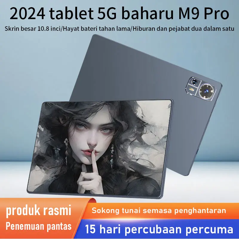 2024  M9pro, 16GB+1TB 1024GB 10.8 inci HD  Penuh Android Tab 10000mAh  Learning 5G Dua Kad Permainan  Skrin Besar bajet tablet