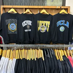 Sweater Hoodie Crewneck Hitam Motif Premium Pria Wanita