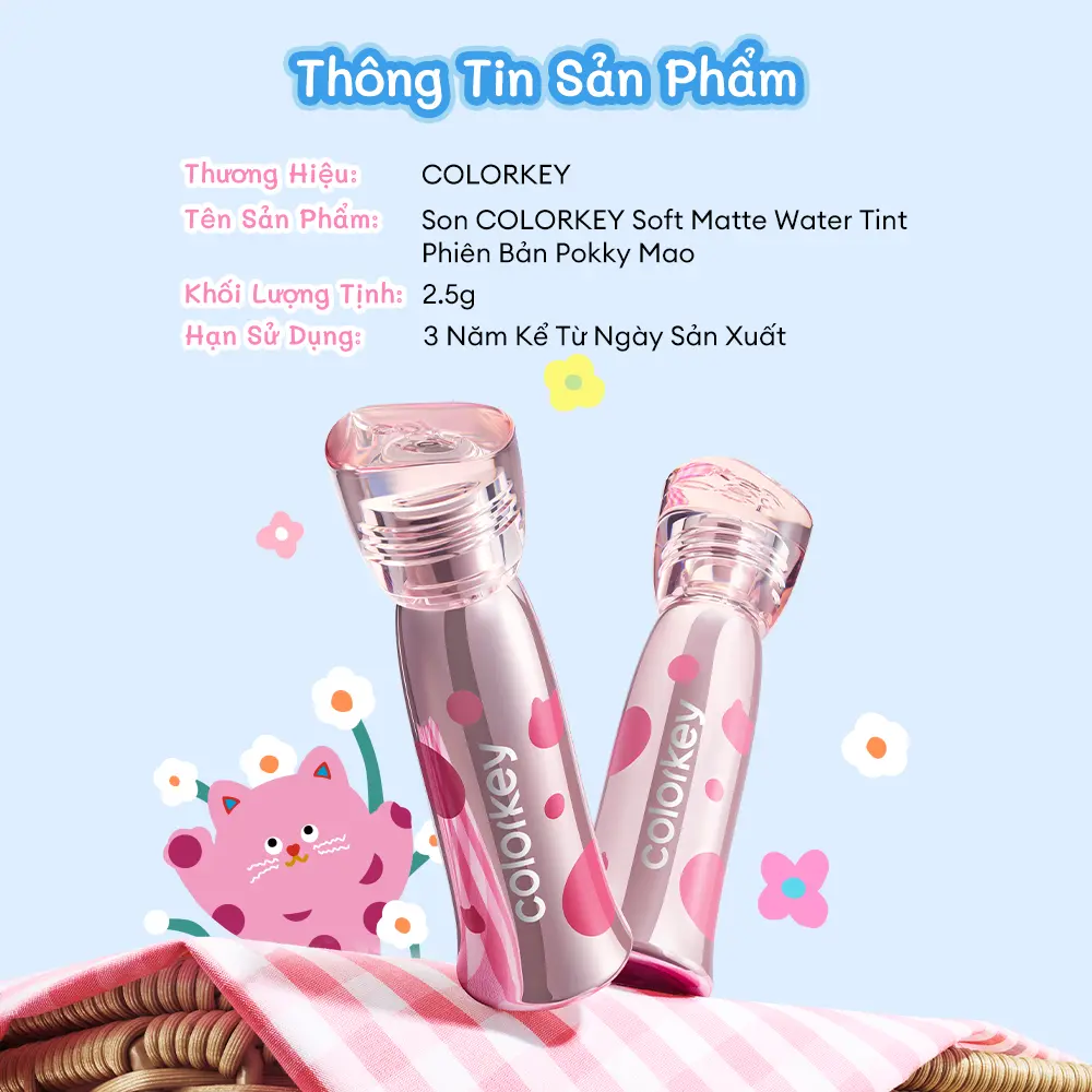 [PHIÊN BẢN POKKY MAO] Son COLORKEY Soft Matte Water Tint Bản Nâng Cấp Bền Màu, Chất Son Ẩm Mịn Như Sương 2.5g | BigBuy360 - bigbuy360.vn