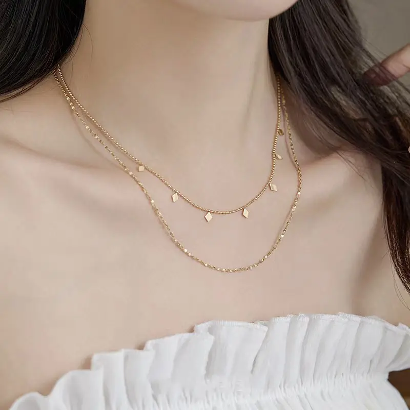 Kalung Dua Layer Double Layer Titanium Wanita Simple Elegant Aesthetic 2