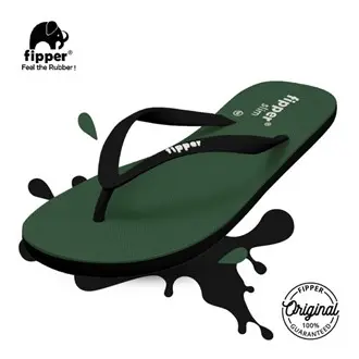 Sandal Jepit Fipper SLIM Green army Black Karet