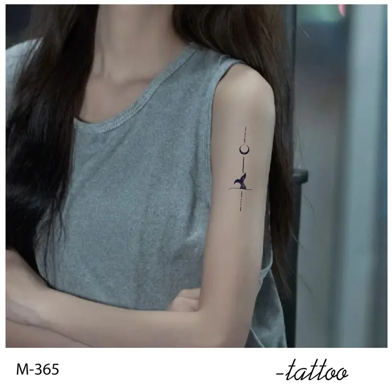Zoartattoo M-365 stiker tato   sementara  【Rusa dan Paus】Tahan lama Tattoo menempel dekorasi seni untuk pria dan wanita 1