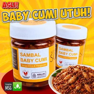 Sambal SedepSeru - Sambal Baby Cumi Asin Botol Pedas Gurih Non MSG & Tanpa Bahan Pengawet 100% Cabai Asli Halal Indonesia