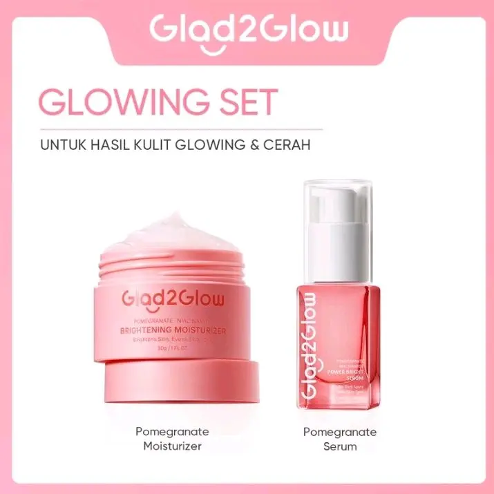 【2in1】Glad2Glow 2pcs bundle Skincare Paket - Moisturizer + serumGel Cleanser Glowing Anti-acne Dark spot Barrier Bright Blueberry Centella Berjerawat Memudarkan Mencerahkan Pencerah Wajah Arbutin Dark Extract Niacinamide Pelembab g2glow 1 set g2g lengkap