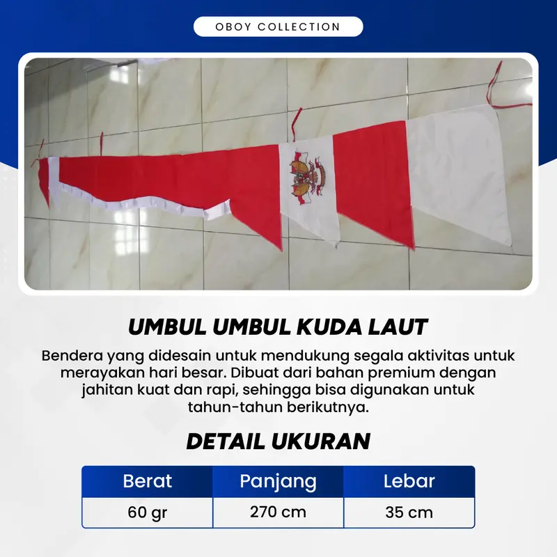 Bendera Indonesia Umbul Umbul Merah Putih Mode Kuda Laut Umbul-Umbul Motif Garuda 1