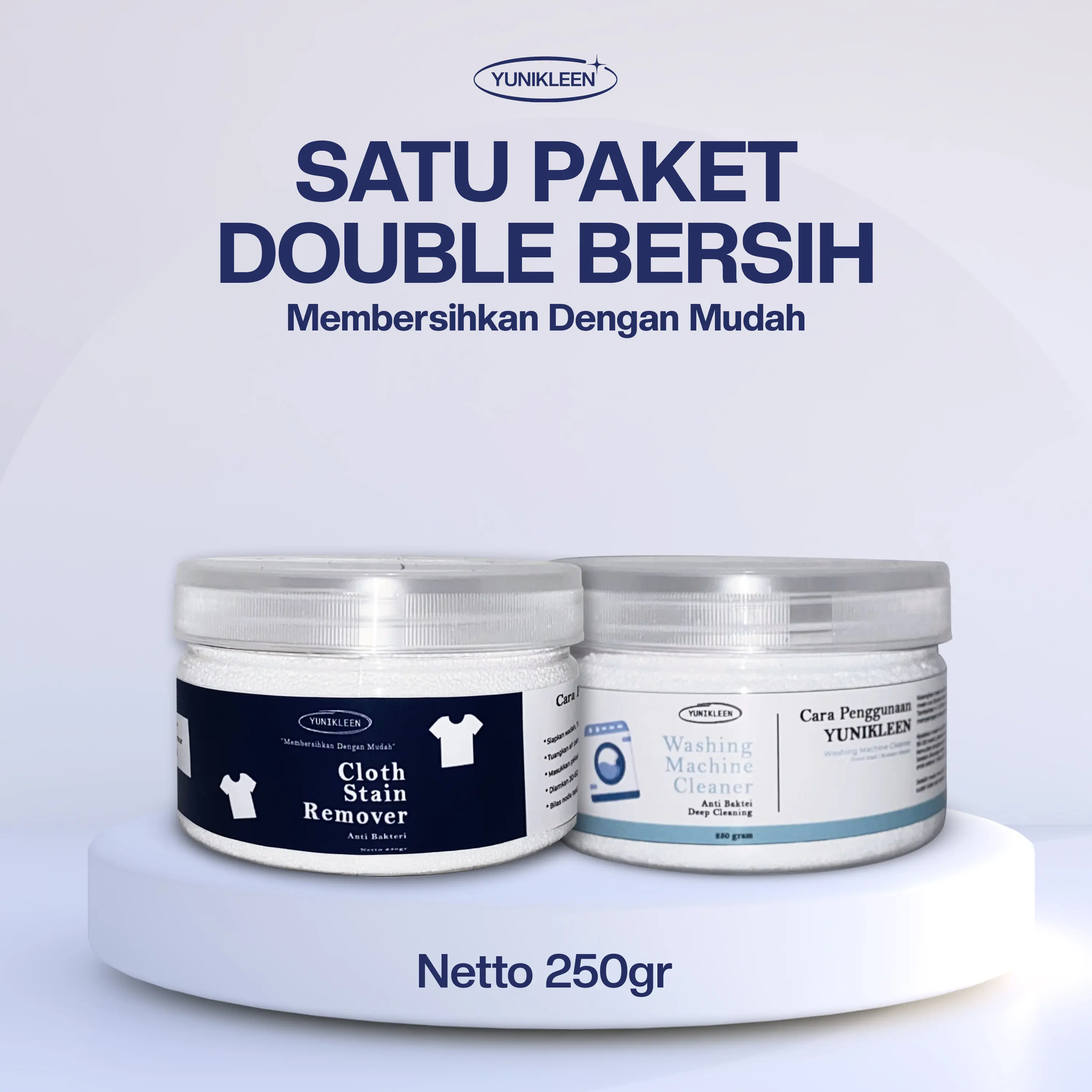 YUNIKLEEN - Bundling 250gr, Pembersih mesin cuci & pembersih noda membandel pada pakaian Kain