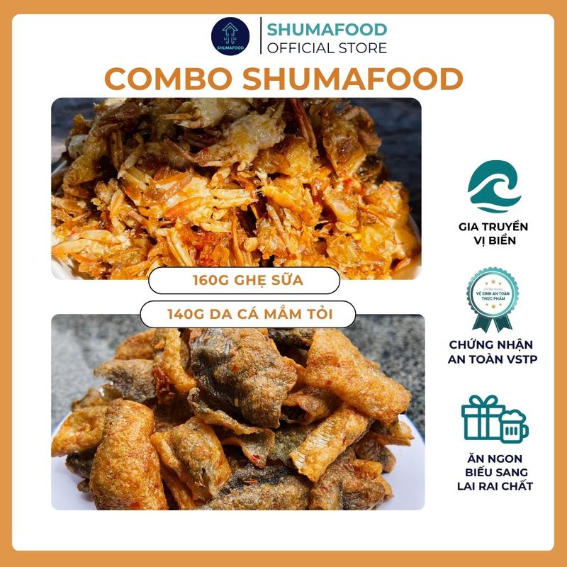  Combo Ghẹ Mắm: Mua 160g Khô Ghẹ sữa chiên giòn tặng 100g khô Da Cá mắm tỏi thơm ngon ShumaFood Snack ăn vặt 