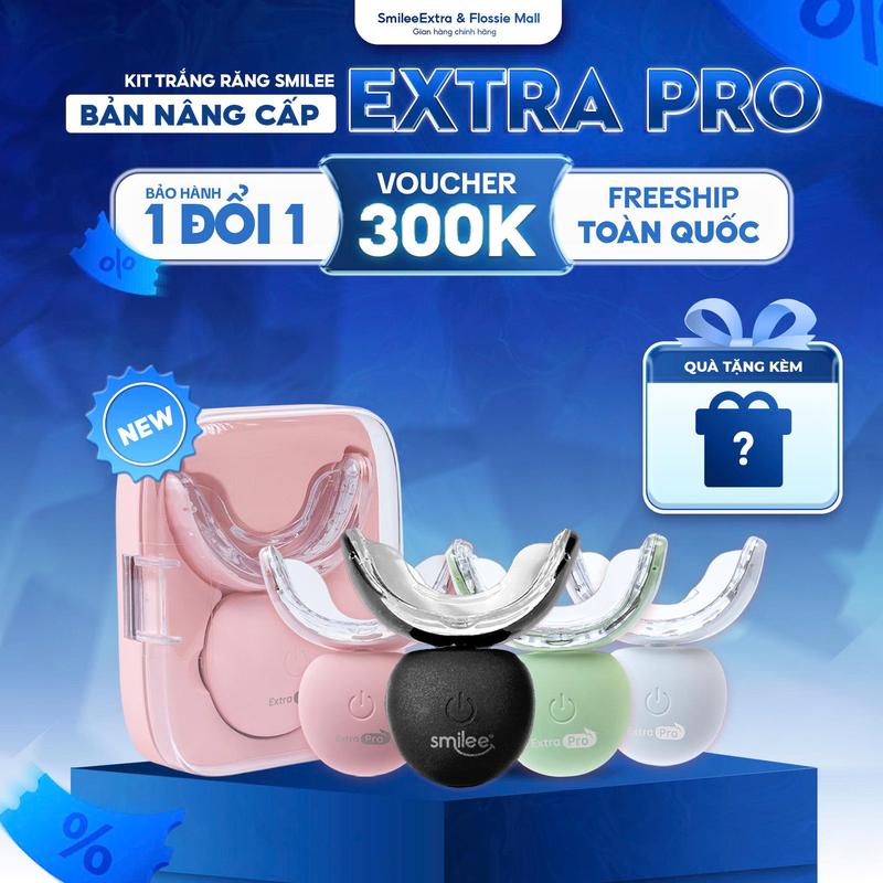 EXT Bộ Kit Làm Trắng Răng Smilee Extra Pro | Phiên Bản Cải Tiến Gel An Toàn Ánh Sáng Xanh | 3 Bút Gel Hiệu Quả 5-7 Ngày Bảo Hành 12T | TẶNG 1 BAO BÌ 20 10 1 NƯỚC SÚC MIỆNG | #THGMV3