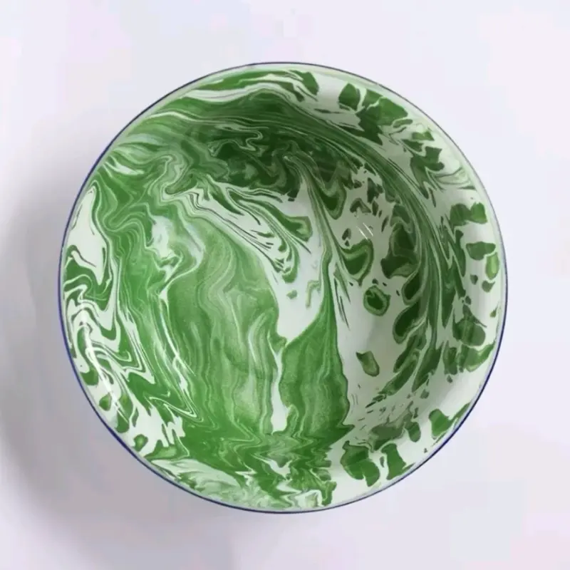Baskom Enamel Blurik/Mangkok Soup/Mangkok Bubur/Baskom Jadul Enamel Motif Jadul 3