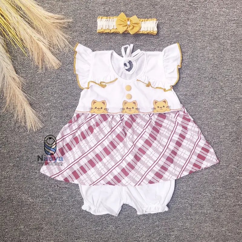 [P-034] Baju Bayi / Dress Bayi Perempuan 0-12 bulan Motif Kombinasi (Bonus Bandana) Cewek Pink 6