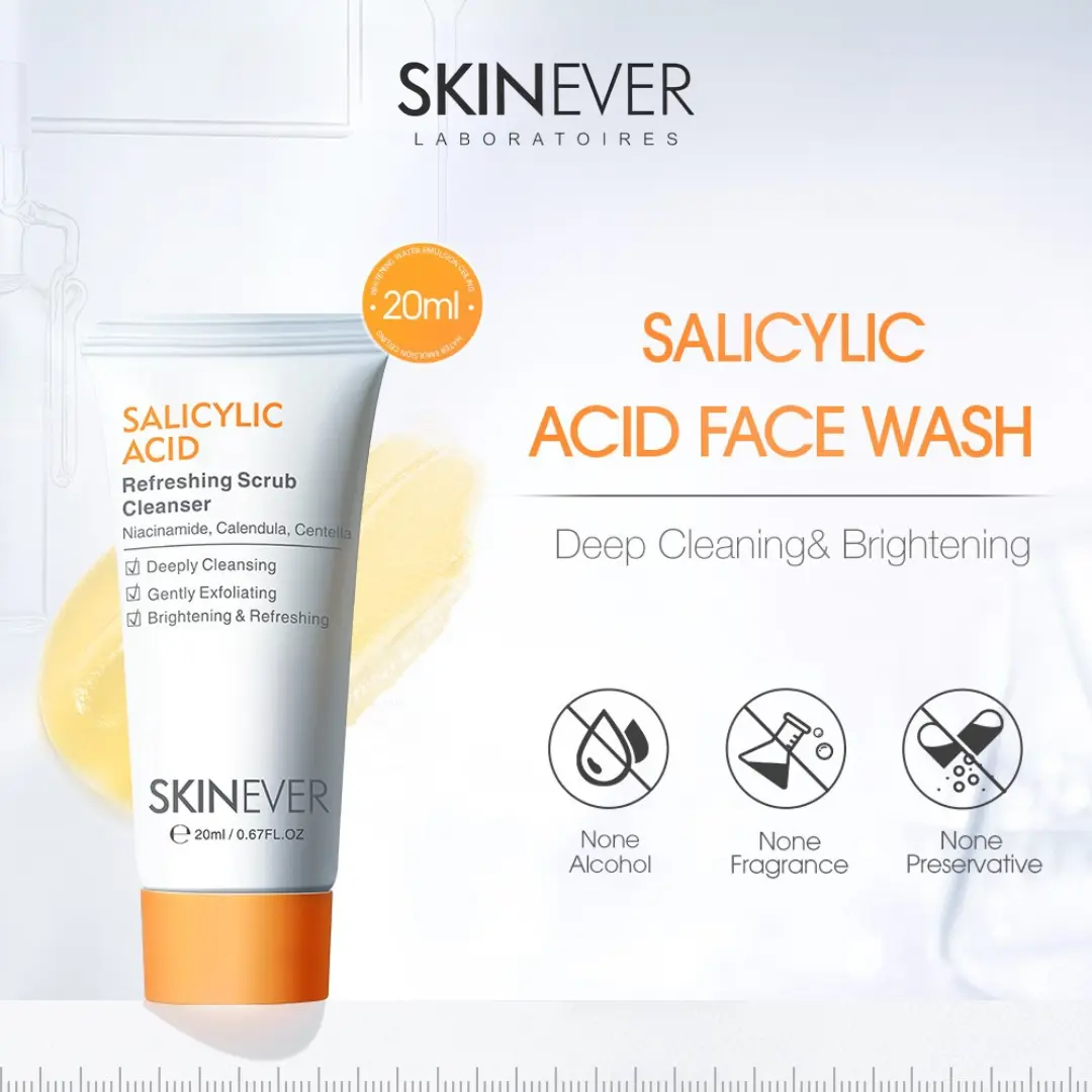 Skinever Salicylic Acid Facial Cleanser Face Wash Sabun Cuci Muka untuk Jerawat Mencerahkan Wajah Kusam Oily Acne 20ml wajah jerawat perawatan jerawat