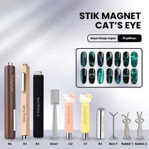 Stick Magnet Nail Art Efek Cat Eyes/Magnet Bulat/Stick Magnet Hitam/Magnet Silver Cat Eye Nail Art Tools Kuku