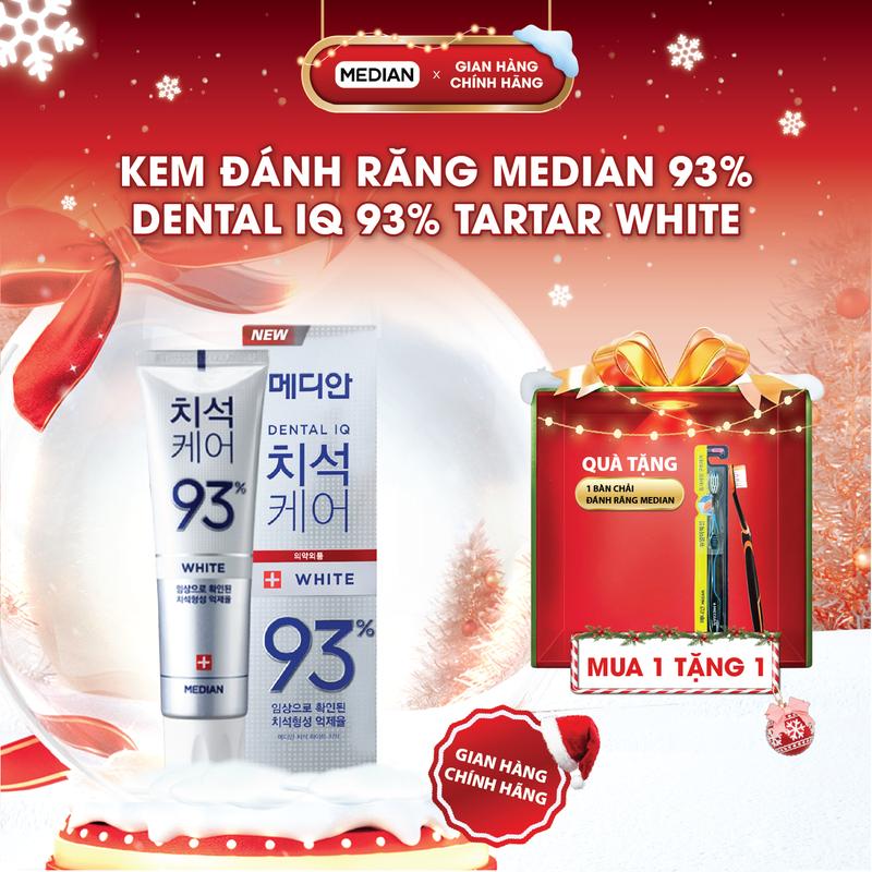 Median Kem Đánh Răng Dental IQ 93% Tartar White Toothpaste Hàn Quốc 120g Giúp Răng Trắng Sáng Loại Bỏ Mảng Bám & Vitamin E