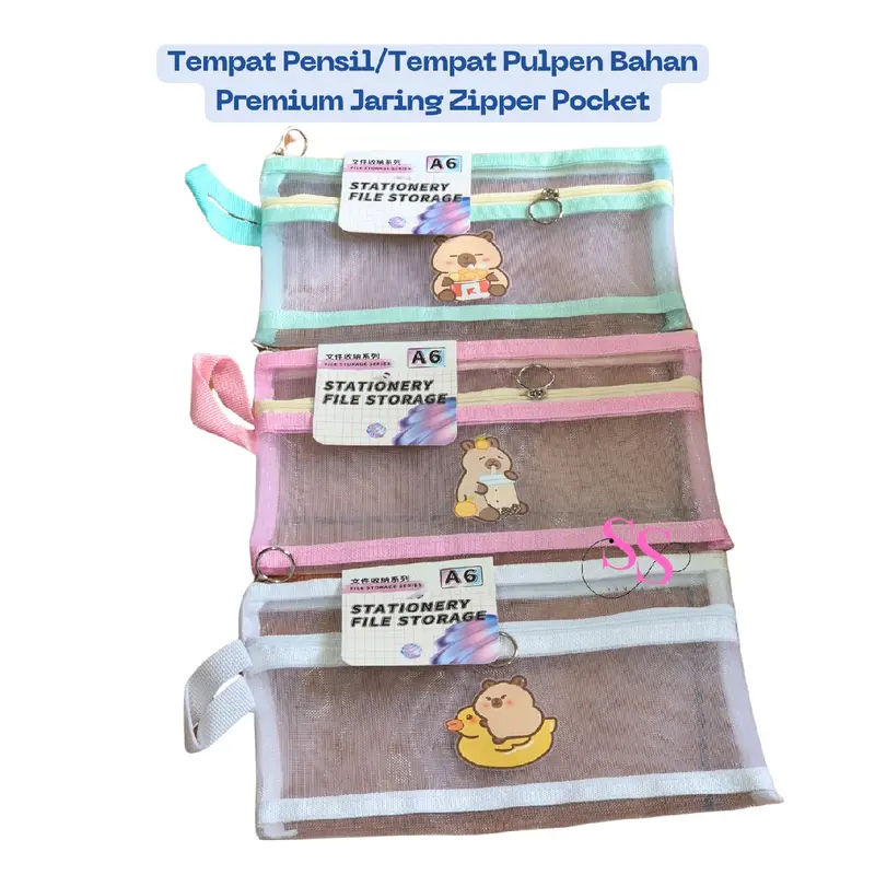 TEMPAT PENSIL/TEMPAT PULPEN/STATIONERY FILE STORAGE JARING TRANSPARAN KUROMI, CINNAMON ROLL, MELODY, DAN CAPYBARA 9988 1