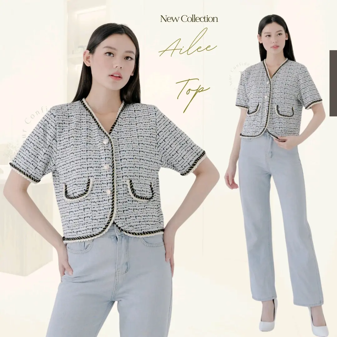 [Dear Femme] Ailee Top | Premium Knit Collection | Atasan rajut wanita lengan pendek