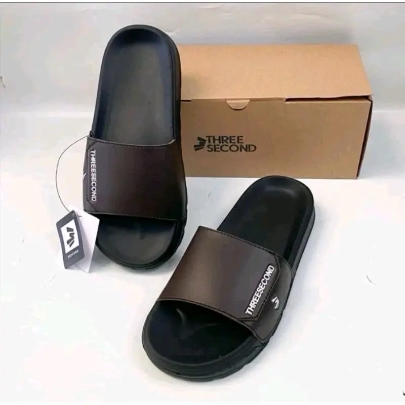 Algored sandal Slop 3SECOND GENJI Original Model Unisex sandal Slide Pria dan wanita Black Shoes Elegant Casual Slippers 2