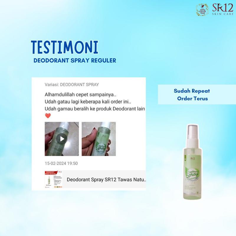 Deodorant Spray SR12 Herbal Ampuh Atasi Bau Badan Keringat Berlebih Mencerahkan BPOM 8