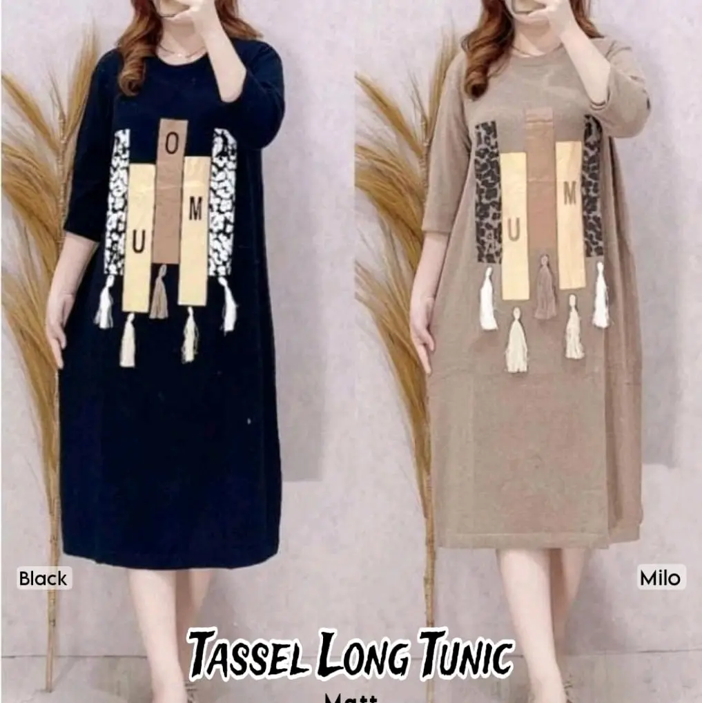 Tunik rajut impor jumbo LD 120 tassel Casual