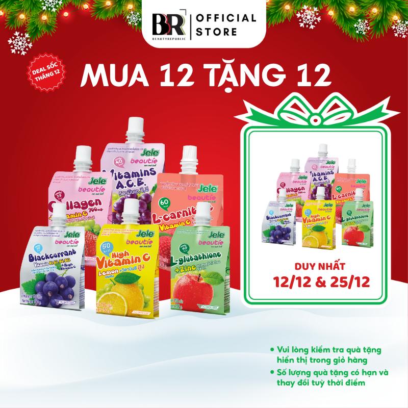   JELE BEAUTIE  Combo Gói Nước Ép Thạch Trái Cây Bổ Sung Vitamin Jele Beautie Thái Lan Dạng Gói 150g 