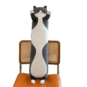 ふわふわの猫枕ぬいぐるみ、ロングサイズのかわいいぬいぐるみクッション、子供の誕生日・クリスマス・新年・バレンタインにぴったりの部屋の飾りやギフト