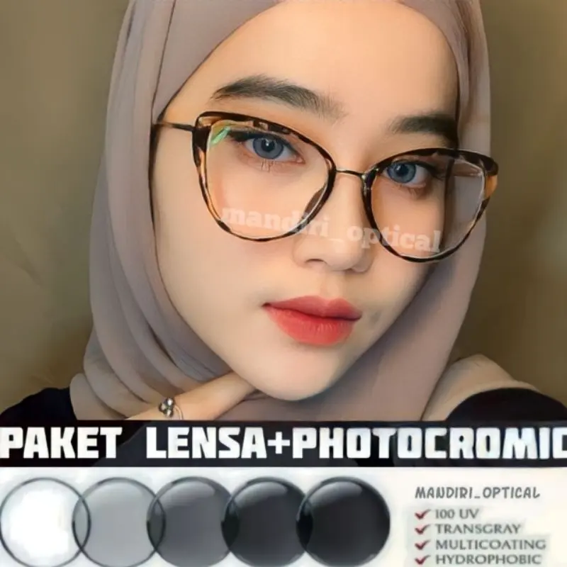 (COD) Frame kacamata cat eye wanita | GRATIS Lensa MINUS Photocromic minus anti radiasi | Kacamata hitam | kacamata fashion
