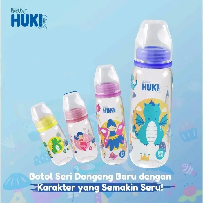Huki Baby Botol Susu Bayi Dot Regular Seri Dongeng 120/240ml