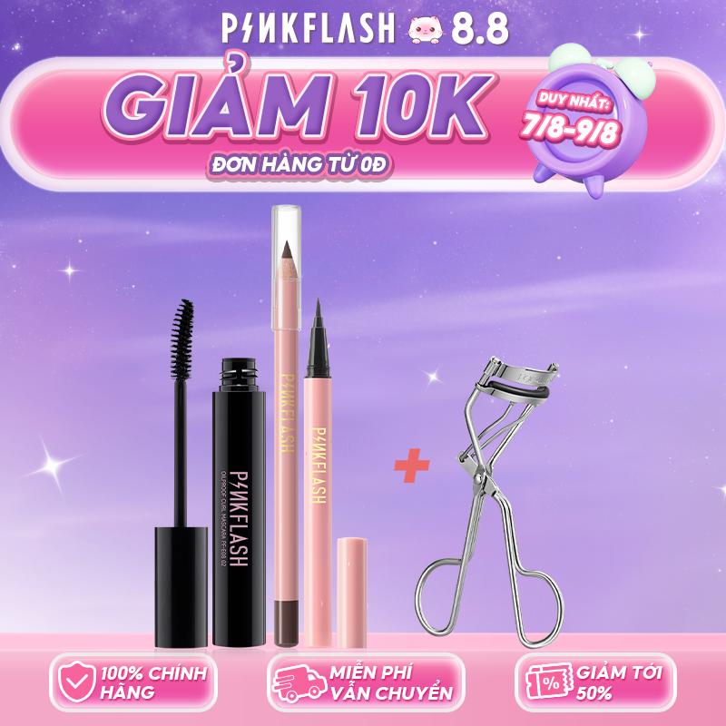 Bộ trang điểm mắt PINKFLASH Bút kẻ mắt Bút chì kẻ lông mày Mascara Đen Sử dụng hàng ngày Chống thấm mồ hôi Ngòi mềm bền lâu+Eyelash Curler
