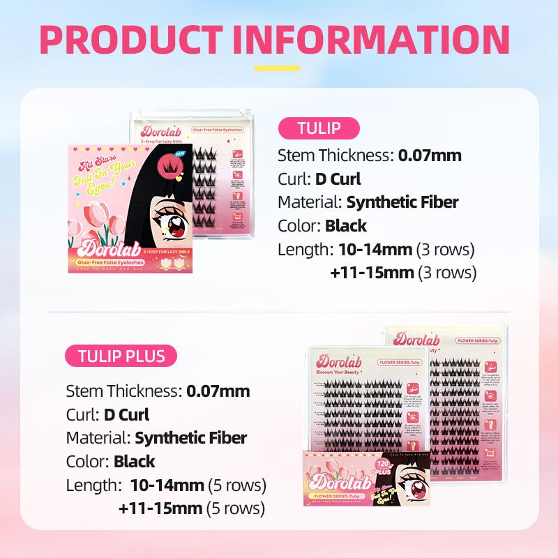 【SHIP IN 24 HOURS】DOROLAB Flower-Serise Tulip Glue Free False Eyelash Self-Adhesive Eyelash No Glue Eyelash Lash Eyelash Extension 4