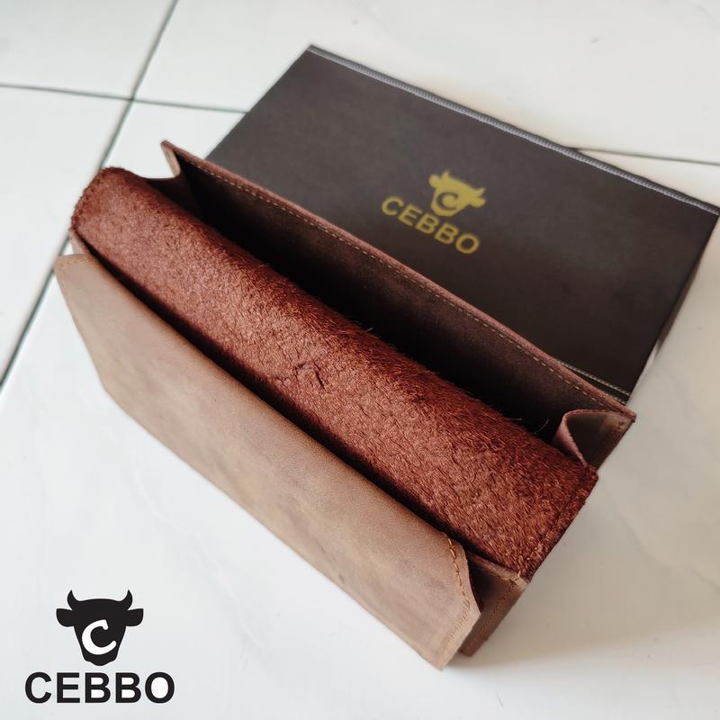 Dompet Panjang Pria Kulit Sapi Asli Crazy Horse Leathe Merk CEBBO Dompet Panjang Bisa Muat Hp Kartu Uang 4