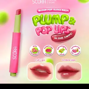 SCORA Bloop Pop Gloss Balm 2gr Plump & Pop Lips Dengan 5x Hyaluronic Acid Warna Pigmented Cocok untuk Lipstik Dua Tone