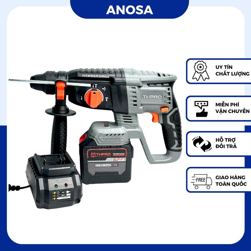 Máy Khoan Bê Tông Pin THPRO TH2606PRO Động Cơ Lõi Đồng Chân Pin Phổ Thông