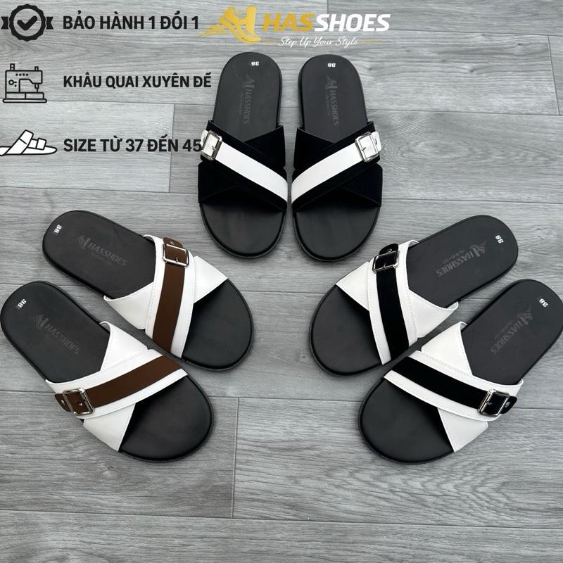 [Khâu Xuyên Đế] Dép lê quai chéo mix khoá cài thời trang- dép lê Nam Nữ phối màu đẹp- đế TPU 2 lớp, chống trơn trượt| Slipper Nam 37-44