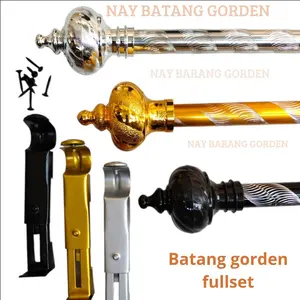 BATANG GORDEN FULLSET TUTUP URILL POLOS ukuran 30,50,75 sampai 200 cm tirai gulung jendela
