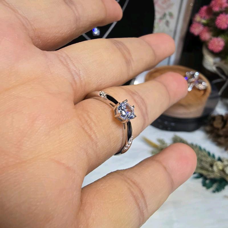 Cincin Perak Wanita Model Permata Mata Satu 6