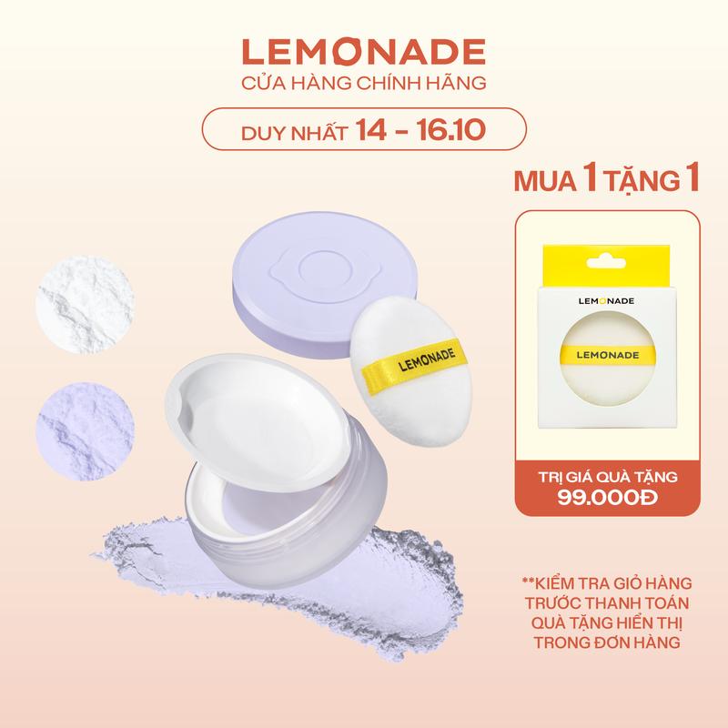 [MUA 1 TẶNG 1] MUA 01 Phấn phủ mỏng nhẹ kiềm dầu thuần chay chống nắng Lemonade Supermatte No Makeup Loose Powder 9g TẶNG Bông phấn phủ chuyên nghiệp