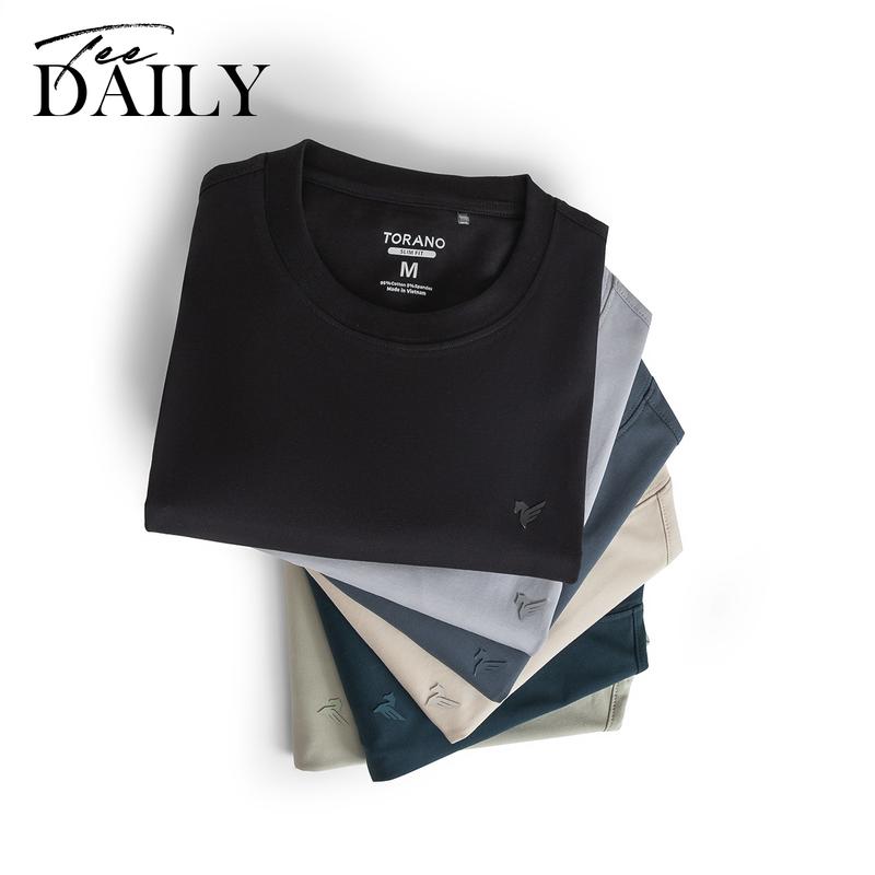   TOP SALES Áo thun cotton nam TORANO cổ tròn co giãn 4 chiều mềm mịn thấm hút mồ hôi FSTS001 Menswear  màu Trắng 