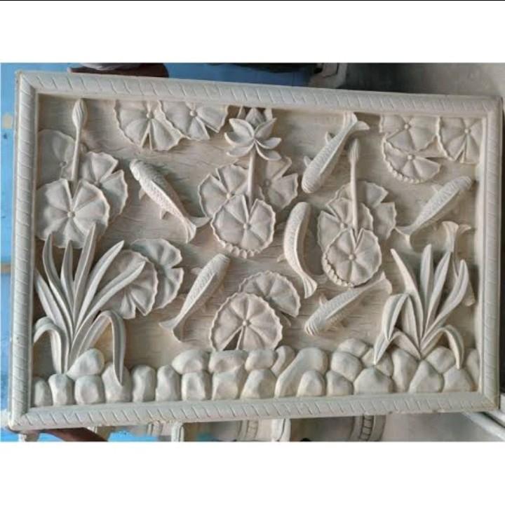 Relief ikan koi dan burung 0