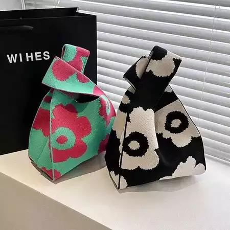 Tas Wanita Style Korea Tote Bag Knitted Tas Belanja Rajut Tote bag Rajut Handmade Tas Anyaman Cewek Kanvas