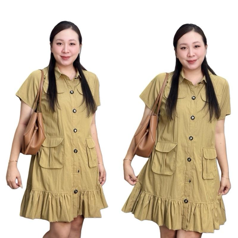 Váy xuông đũi túi hộp CLLEE 2 màu bigsize nữ (21352) Top