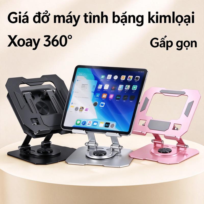Giá đỡ IPAD bằng kim loại xoay 360 độ, có thể điều chỉnh độ cao tự do, chống rung chắc chắn, dùng cho học tập và làm việc