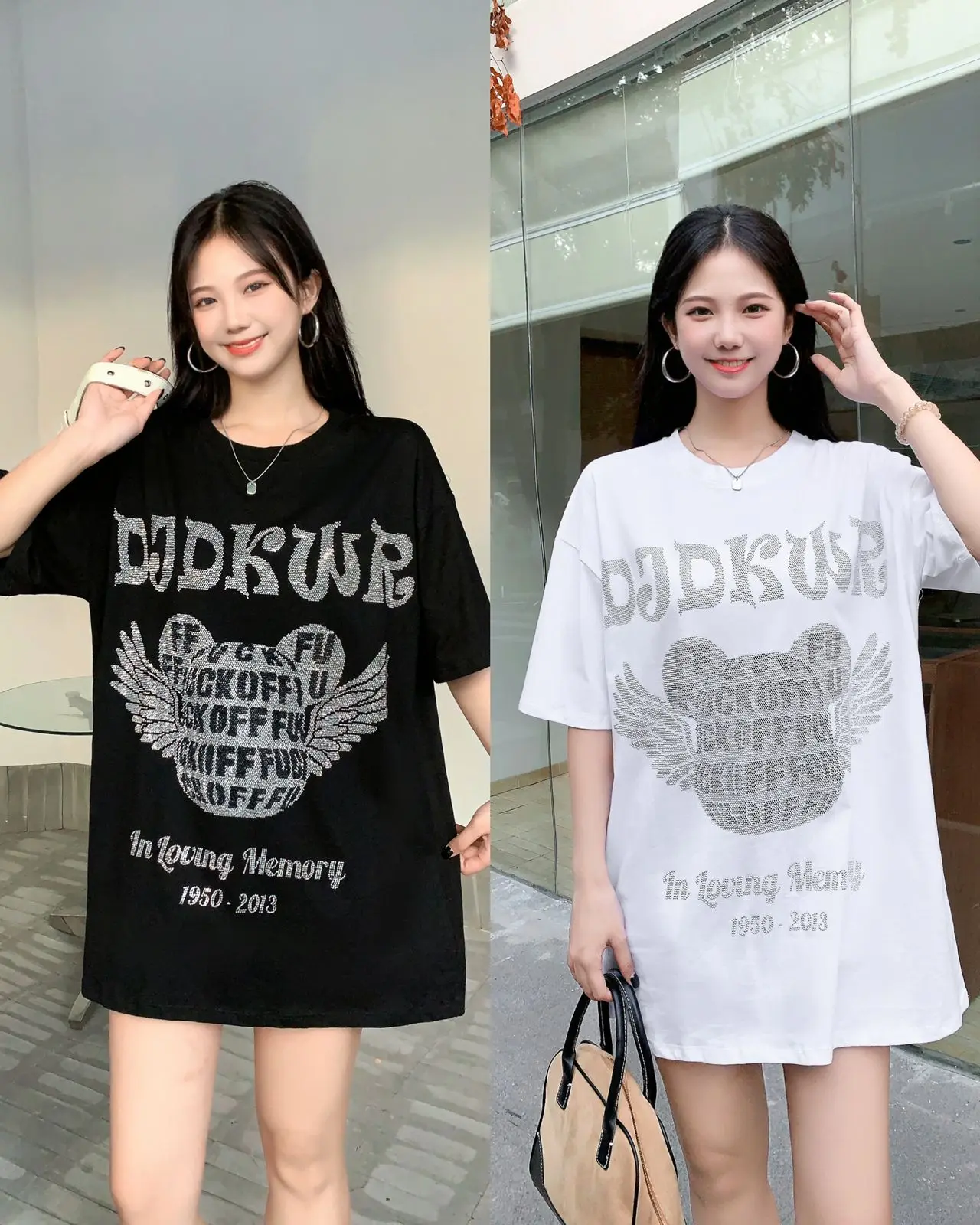 KAOS OVERSIZE BLINK BLINK MUTE COTTON Lembut Motif Nyaman Pendek Wanita Santai