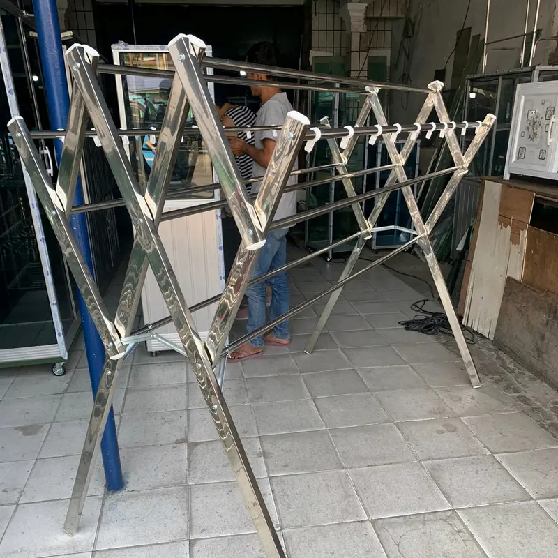 Jemuran Baju Stainless Steel Jumbo 180cm Anti Karat - Gantungan Pakaian Minimalis - Rak 3