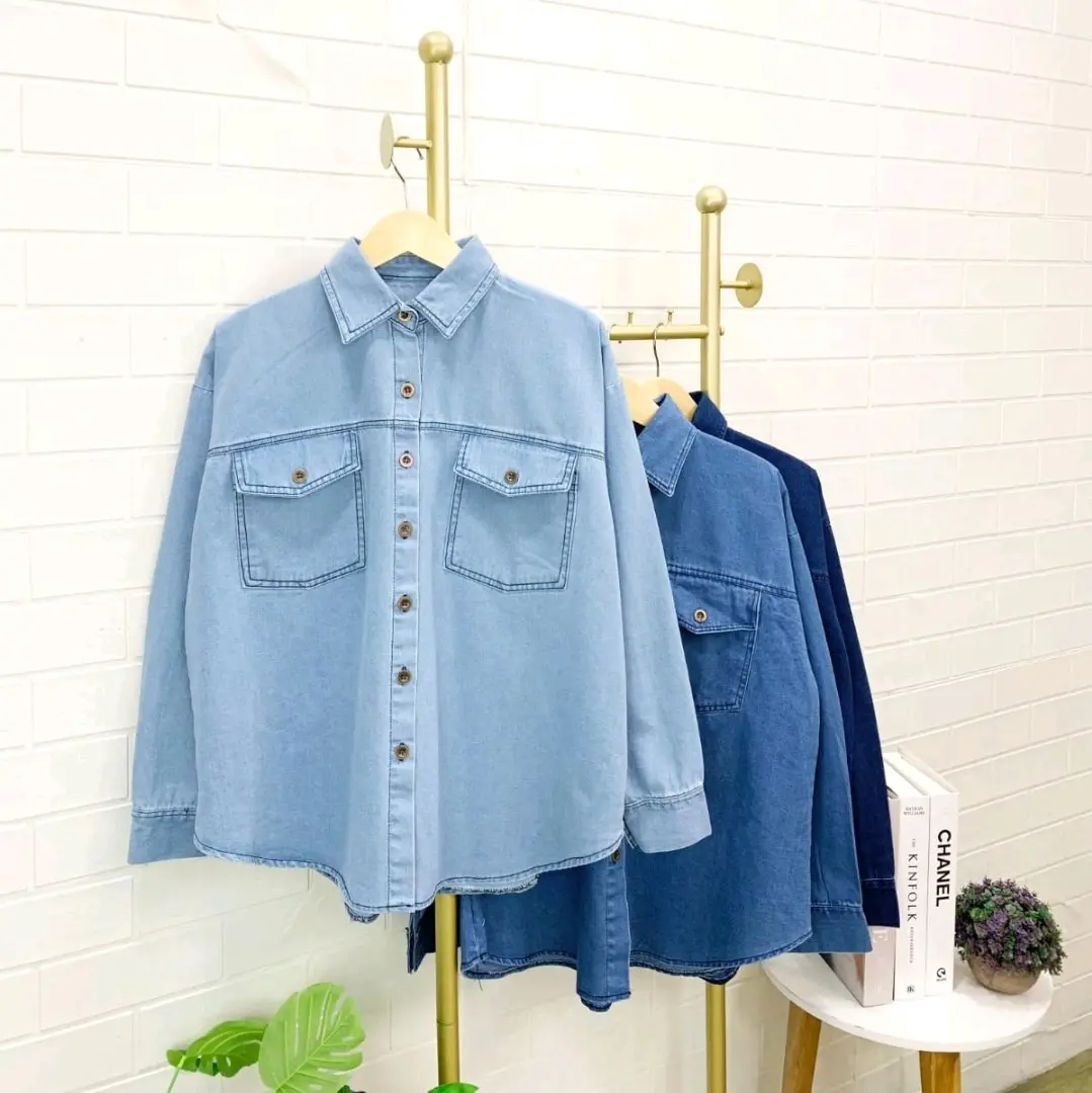 Kemeja jeans Polos saku variasi